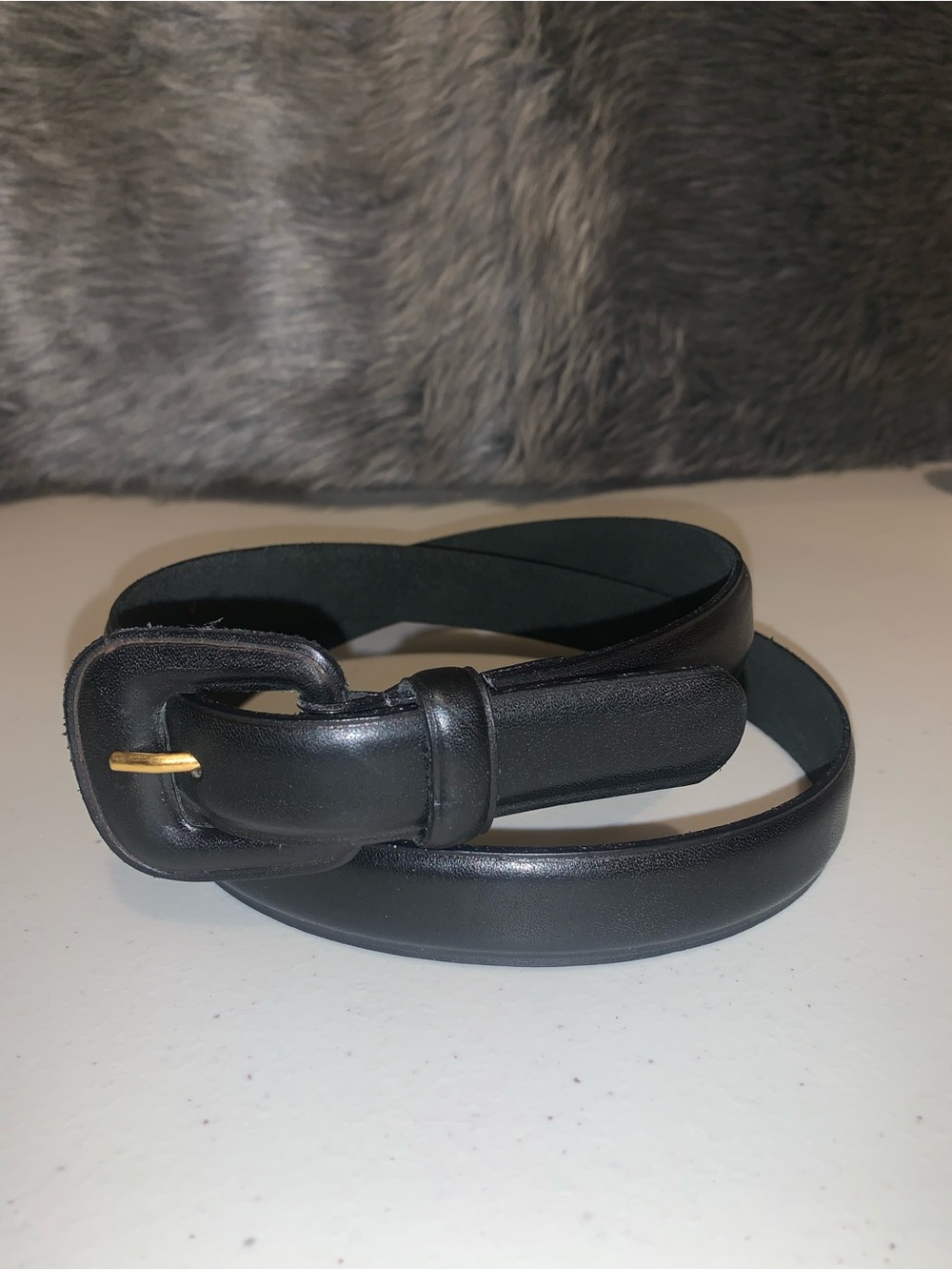 Vintage ‘92 Black Leather Belt with Gold Buckle